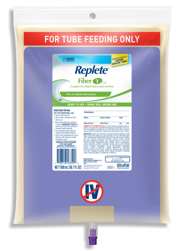 Replete Fiber Ready to Hang Tube Feeding Formula, 50.7 oz. Bag