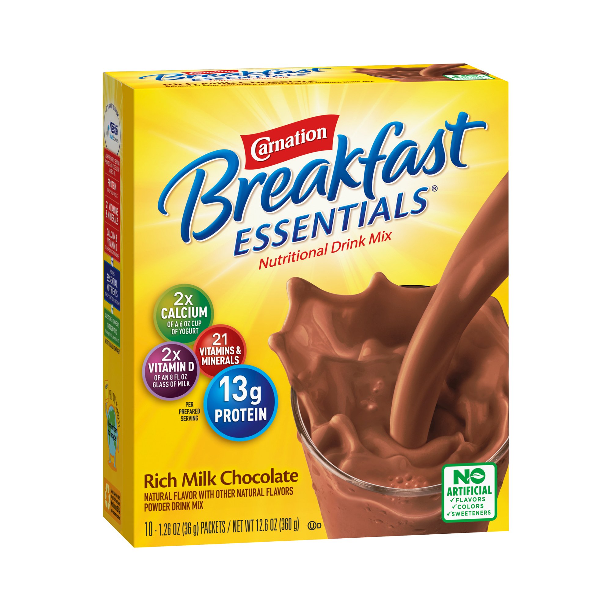 Carnation Breakfast Essentials Rich Milk Chocolate Oral Supplement, 10 