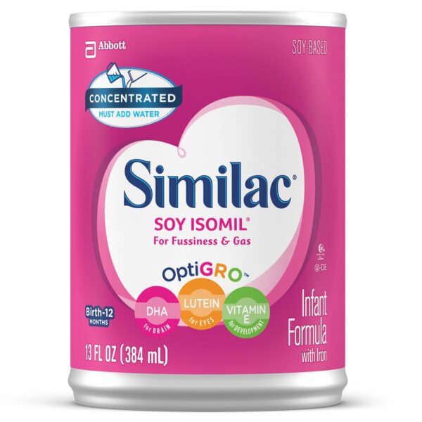 Similac Soy Isomil For Fussiness and Gas Liquid Concentrate Infant Formula, 13 oz. Can