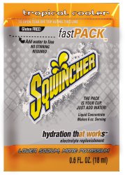 Sqwincher Fast Pack Tropical Cooler Electrolyte Replenishment Drink Mix, 6 oz. Individual Packet